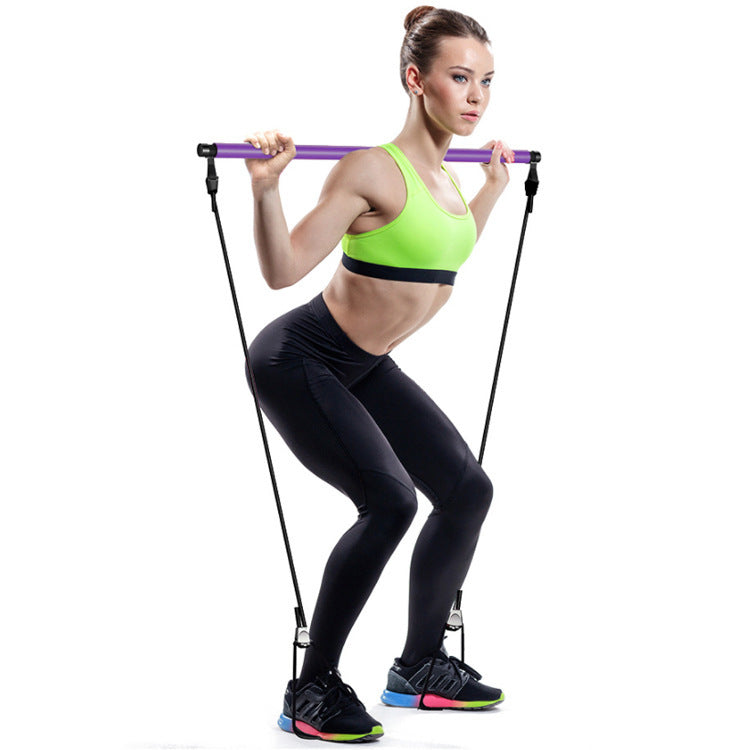 Yoga Pilates Squat Bar with Resistance Bands