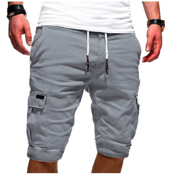 Men's Solid Color Sports Shorts Loose Tether Sports Casual Five-Point Pants Men