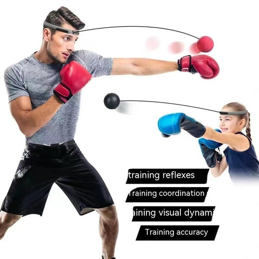 Head-mounted boxing reaction reflex training ball