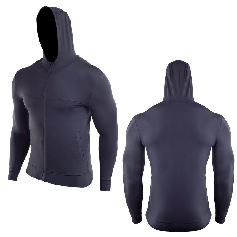 Men's Athletic Long Sleeved Shirt with Hoodie