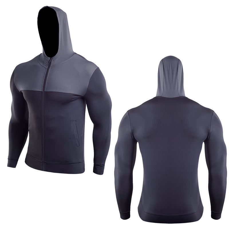 Men's Athletic Long Sleeved Shirt with Hoodie