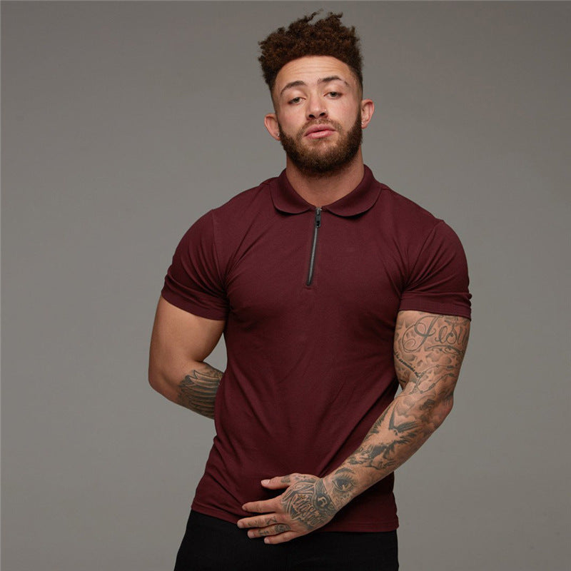 Men’s Zippered Collared Casual Short Sleeve Shirt