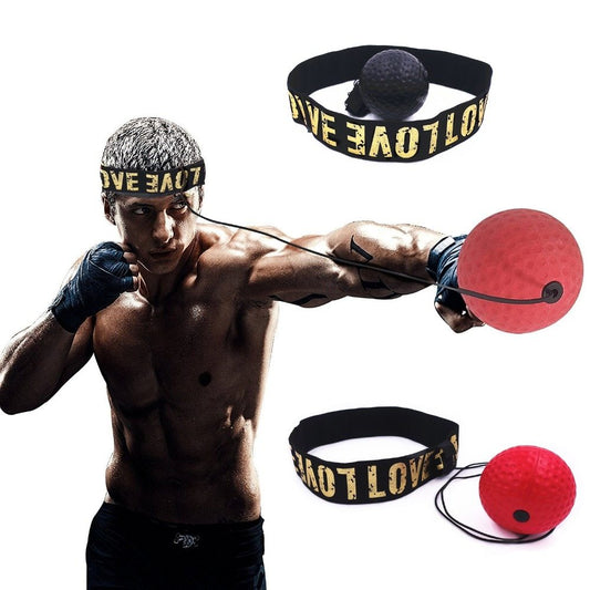 Head-mounted boxing reaction reflex training ball