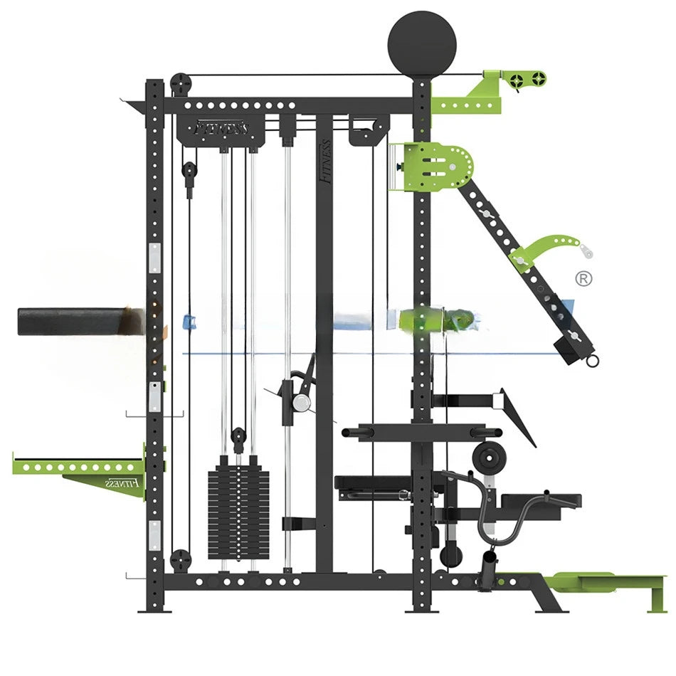 Gym All In One Trainer Multi Functional Machine Cable Crossover Power Rack Squat Machine Fitness Equipment