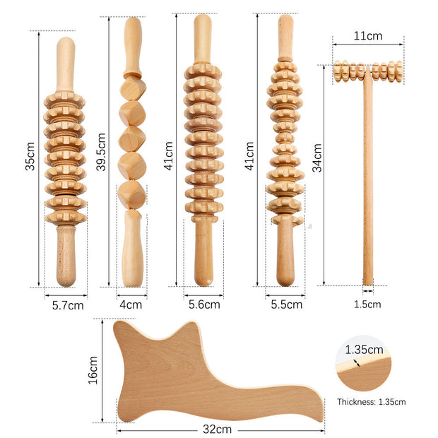 Wooden Massage Roller Set